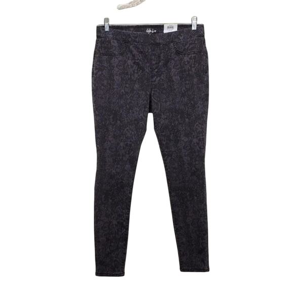 Style & Co Snake Print Legging Pants Whisper Grey Women Size M Mid Rise Stretchy - Picture 1 of 7